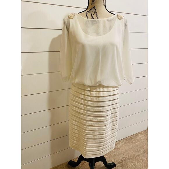 Holiday Cocktail Formal Dress with Faux Pearls - Picture 3 of 5